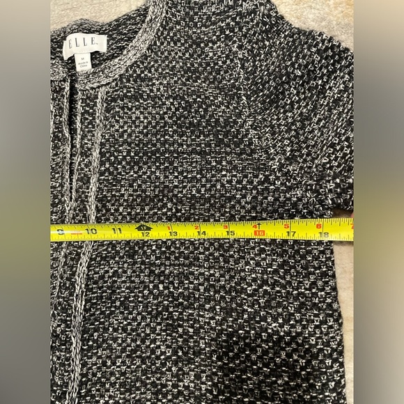 Elle Women's Black White Gray Knit Open Front Sweater Cardigan Size Medium - Picture 7 of 10